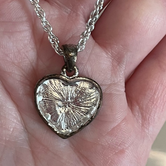 Silver & Black Heart Pendant Necklace - Picture 3 of 4